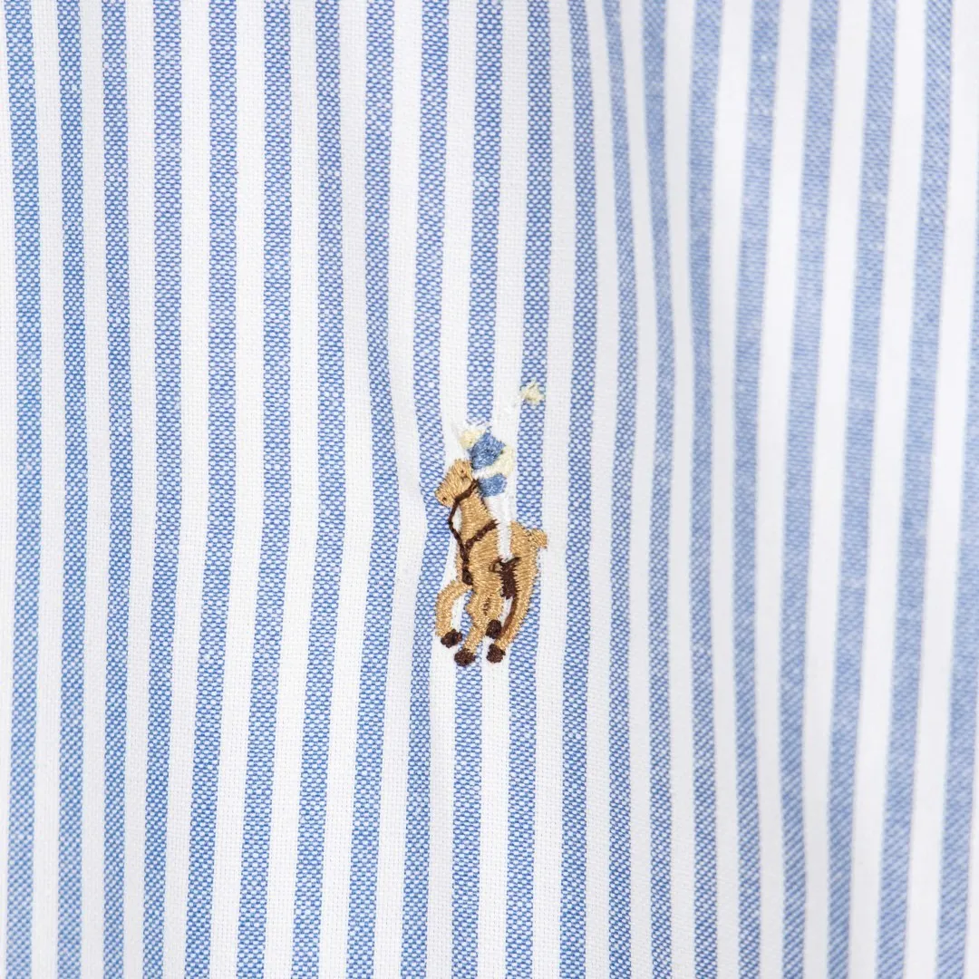 P250 zp version [Exclusive supply] Ralph Lauren/Ralph Lauren classic colorful small label striped casual shirt 1️⃣Made of high-quality classic striped fabric, the upper body is soft and comfortable, extremely delicate, has a solid, smooth and soft hand feel, and the fabric does not wrinkle, and the hand feel is invincible. The details are handled perfectly! 2️⃣Adopting the washing process, the workmanship details are perfectly controlled. They are all hemmed with vest technology, and the insides of the sleeves are also used. Different from the four-needle and five-thread workmanship, the collars are also all designed with interlining, showing high-end fashion and individuality, and the style is fashionable, simple and elegant! 3️⃣It is very youthful and energetic, and can be easily worn by both men and women. It is very in line with the fashion aesthetic concepts of today's young people!  Color: Striped Blue Size: S M L XL Number: SG10488